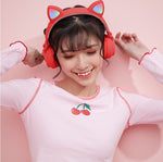 Cute Cat Ear Kids BT028C LED Light Bluetooth Luminous Heavy Bass Stereo Wireless Headphones - Soundz Store AUSTRALIA