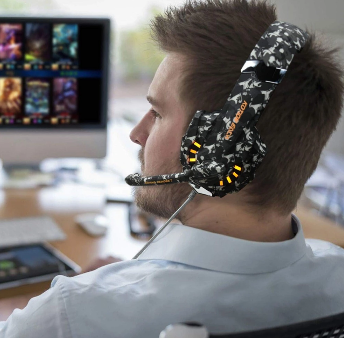 GlobalCrown G9600 Camouflage Stereo Wired Gaming Headphones with Microphone and LED Light for PS4 / Computer / Xbox One - Soundz Store AUSTRALIA