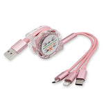 RETRACTABLE 3-in-1 USB Cable 1.2 Metres - Go Anywhere - Charge Anything - Store Away - Soundz Store AUSTRALIA