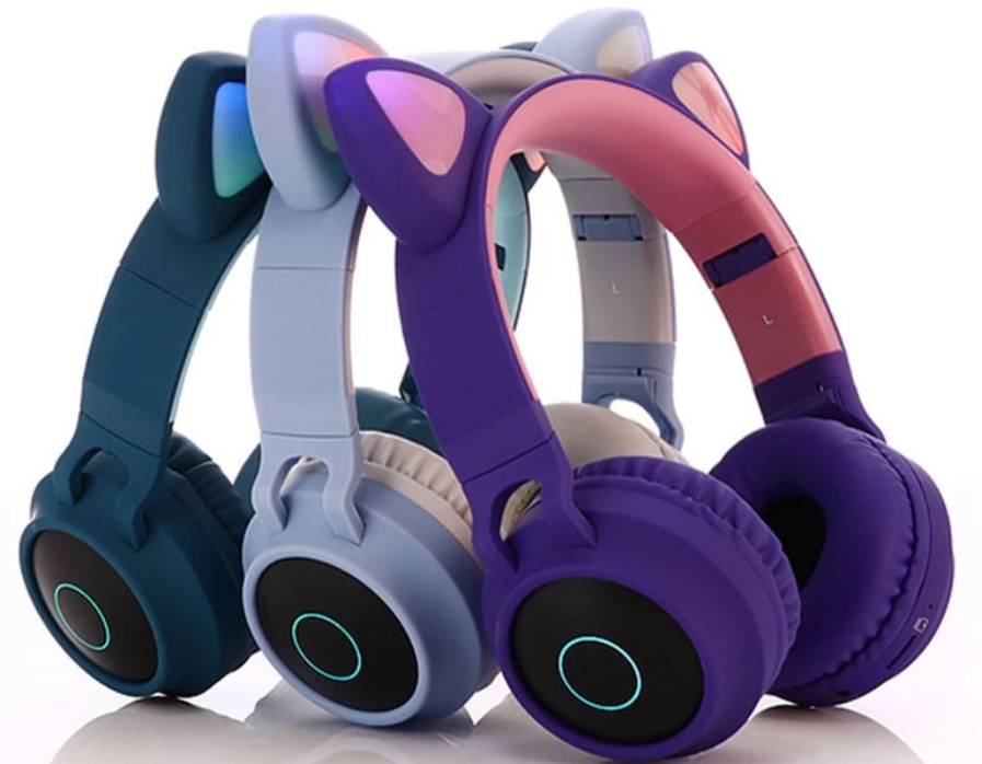 Cute Cat Ear Kids BT028C LED Light Bluetooth Luminous Heavy Bass Stereo Wireless Headphones - AUSTRALIAN STOCK - Soundz Store AUSTRALIA