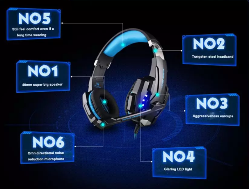 GlobalCrown G9000 Wired Noise Cancelling Surround Sound Gaming Headset with LED Light - Soundz Store AUSTRALIA