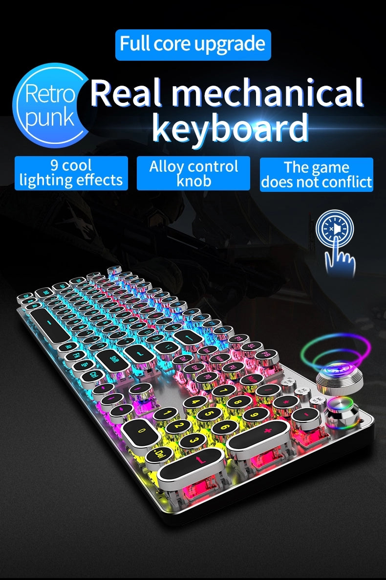 Z6 SteamPunk Multimedia Knob Metal Panel Wired Gaming Mechanical Keyboard - Soundz Store AUSTRALIA
