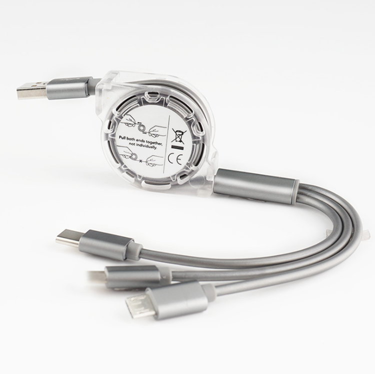 RETRACTABLE 3-in-1 USB Cable 1.2 Metres - Go Anywhere - Charge Anything - Store Away - Soundz Store AUSTRALIA