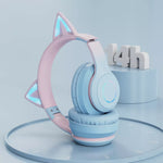 Cute Cat Ear Kids BT029 LED Light Bluetooth Luminous Heavy Bass Stereo Wireless Headphones with Detachable Microphone - Soundz Store AUSTRALIA