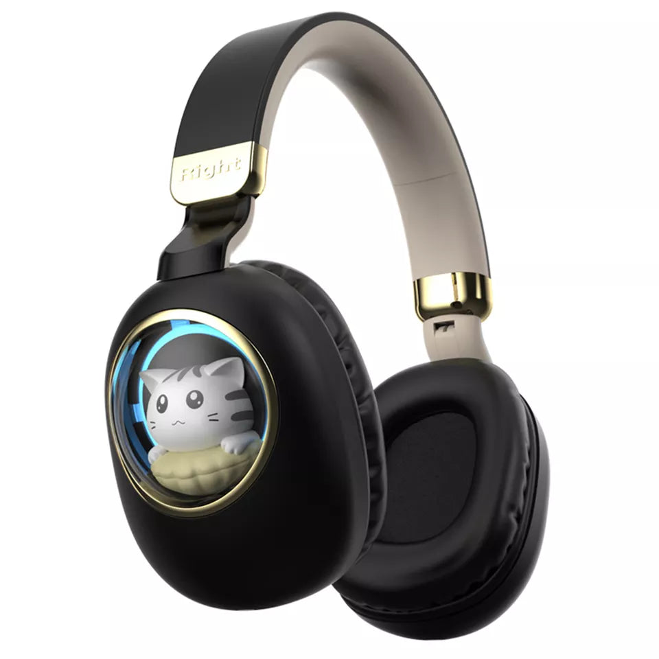 Cute Cat Cartoon Kids B4 LED Light Bluetooth Luminous Bass Stereo Wireless Headphones - Soundz Store AUSTRALIA