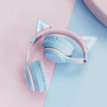 Cute Cat Ear Kids BT029 LED Light Bluetooth Luminous Heavy Bass Stereo Wireless Headphones with Detachable Microphone - Soundz Store AUSTRALIA