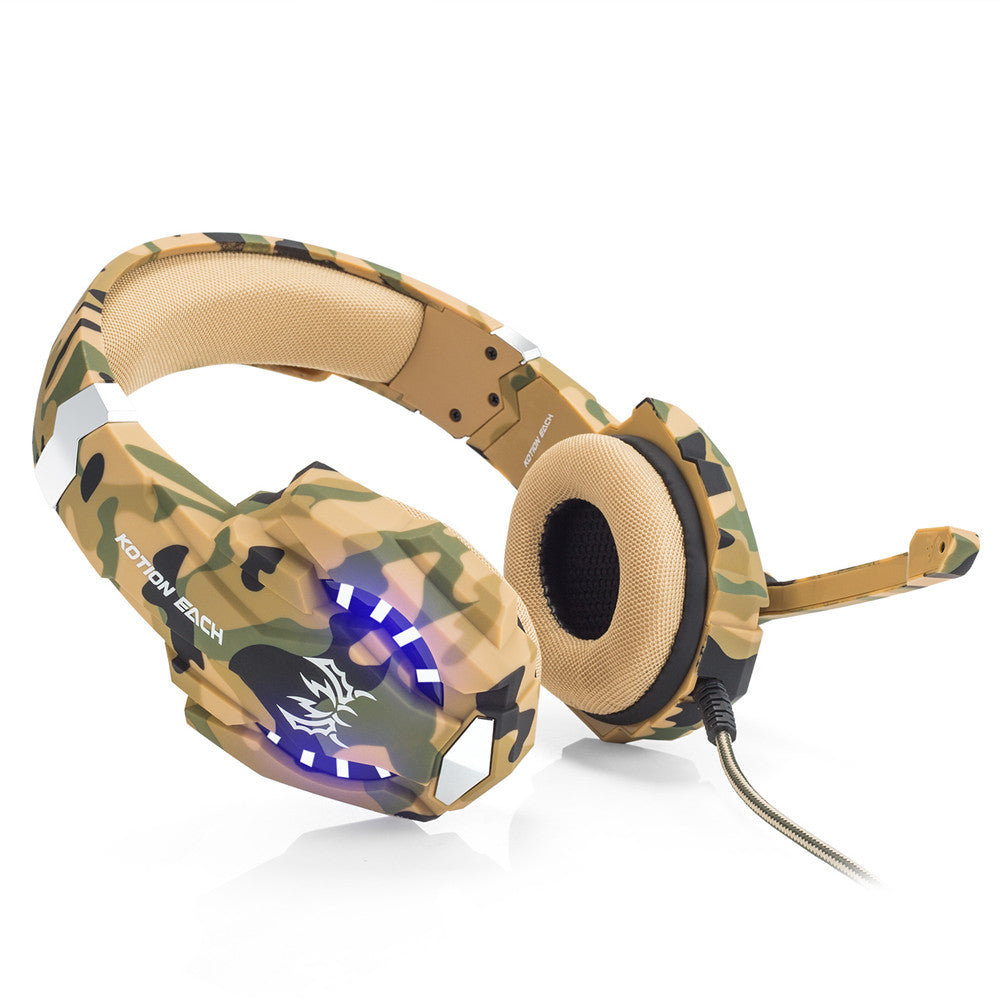 GlobalCrown G9600 Camouflage Stereo Wired Gaming Headphones with Microphone and LED Light for PS4 / Computer / Xbox One - Soundz Store AUSTRALIA