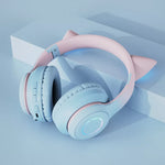 Cute Cat Ear Kids BT029 LED Light Bluetooth Luminous Heavy Bass Stereo Wireless Headphones with Detachable Microphone - Soundz Store AUSTRALIA