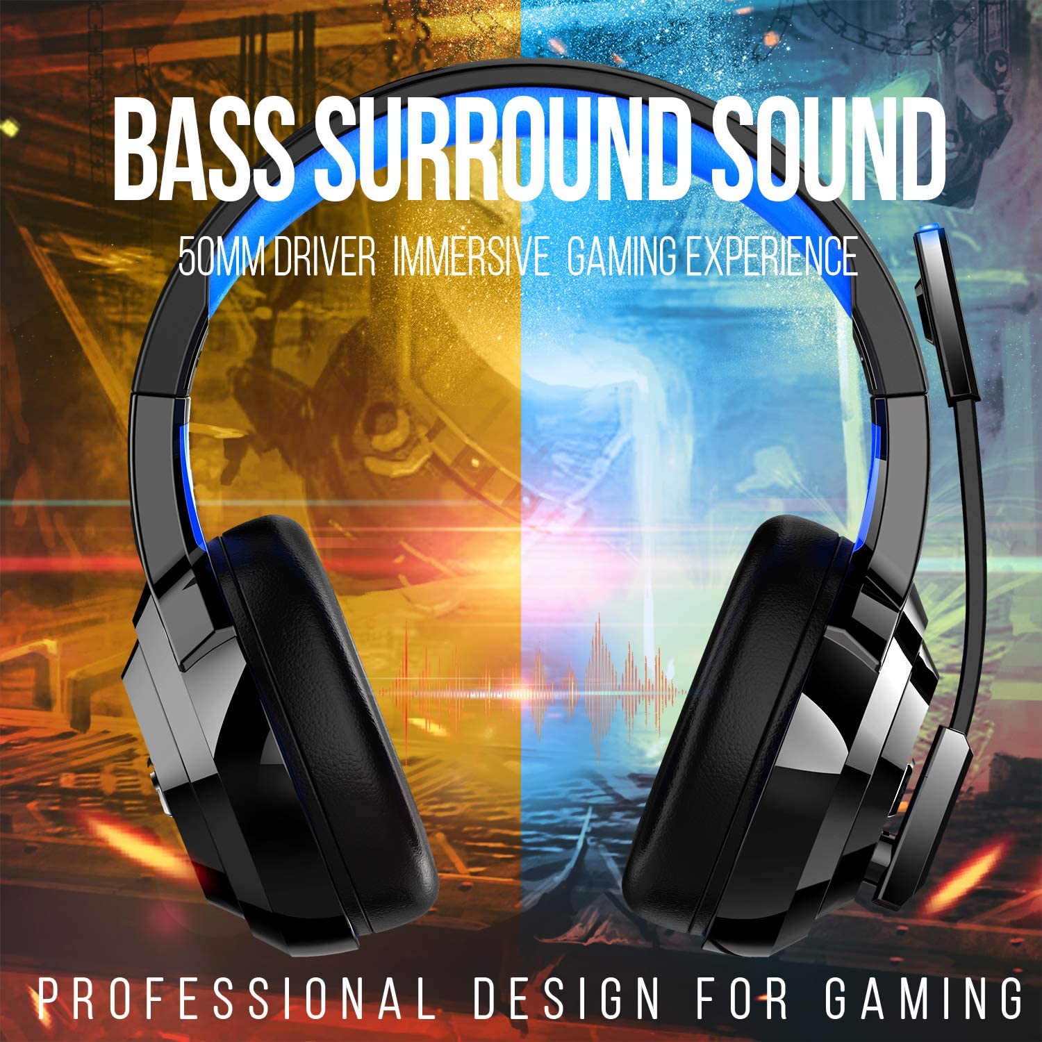 GlobalCrown A66 4D Stereo Wired Gaming Headphones with Colourful Lights for Xbox One/Laptop/PC Tablet Gamer - Soundz Store AUSTRALIA