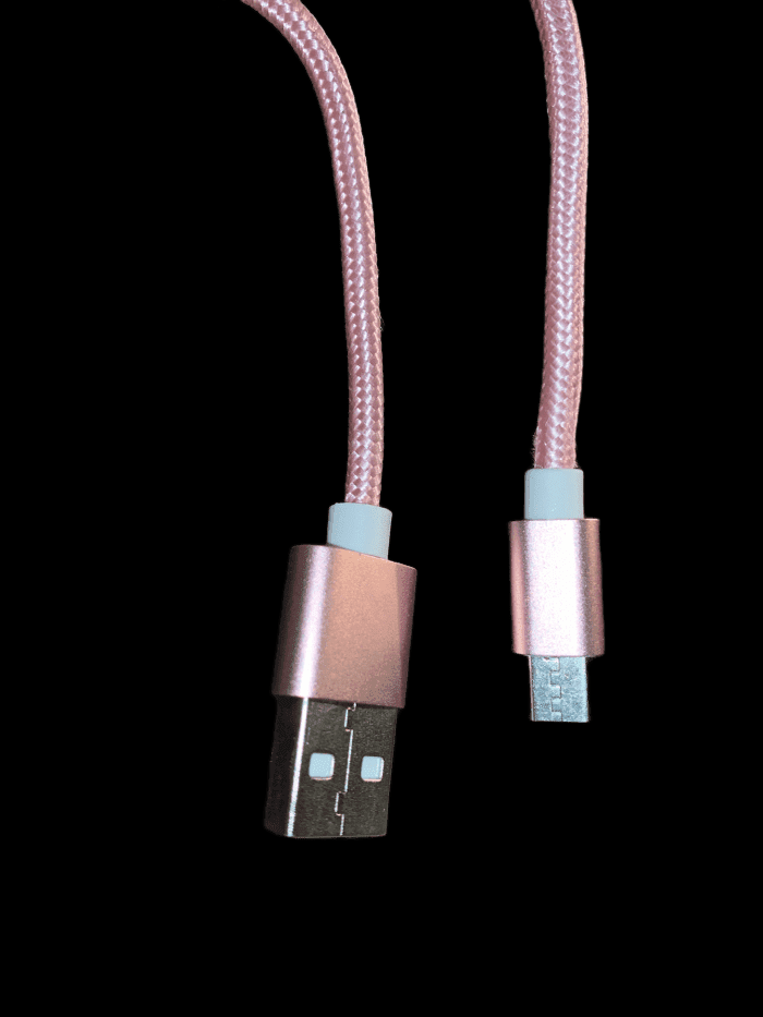 Micro USB Cable (Pink) - 1 Metre Nylon Braided - Flexible Design - Soundz Store AUSTRALIA
