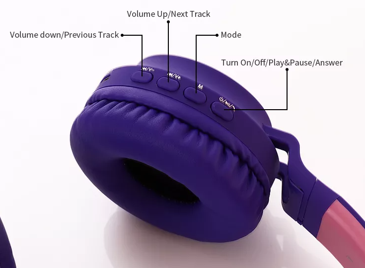 Cute Cat Ear Kids BT028C LED Light Bluetooth Luminous Heavy Bass Stereo Wireless Headphones - Soundz Store AUSTRALIA