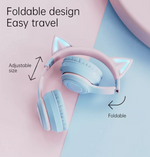 Cute Cat Ear Kids BT029 LED Light Bluetooth Luminous Heavy Bass Stereo Wireless Headphones with Detachable Microphone - Soundz Store AUSTRALIA