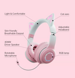 Cute Cat Ear Kids BT029 LED Light Bluetooth Luminous Heavy Bass Stereo Wireless Headphones with Detachable Microphone - Soundz Store AUSTRALIA