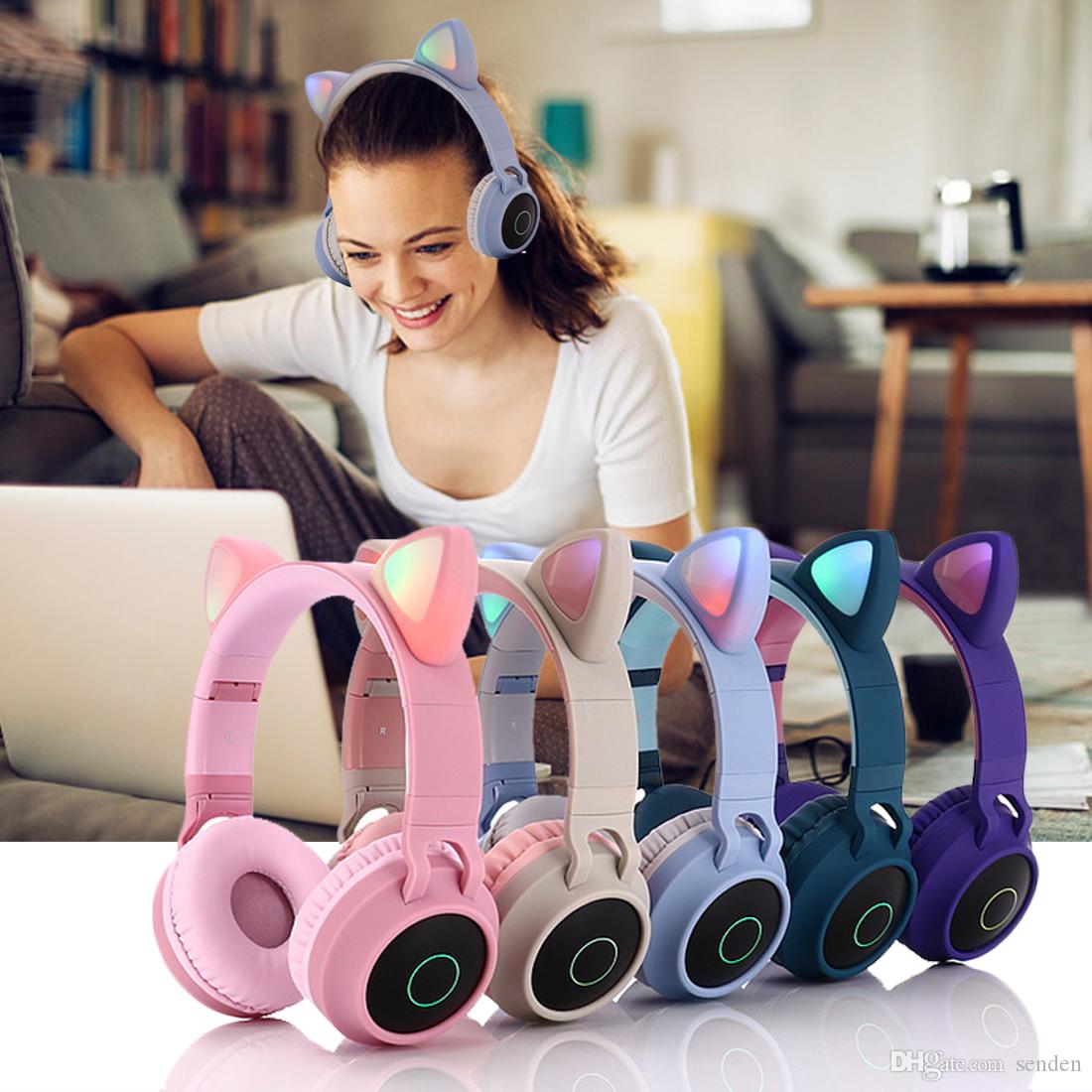 Cute Cat Ear Kids BT028C LED Light Bluetooth Luminous Heavy Bass Stereo Wireless Headphones - Soundz Store AUSTRALIA